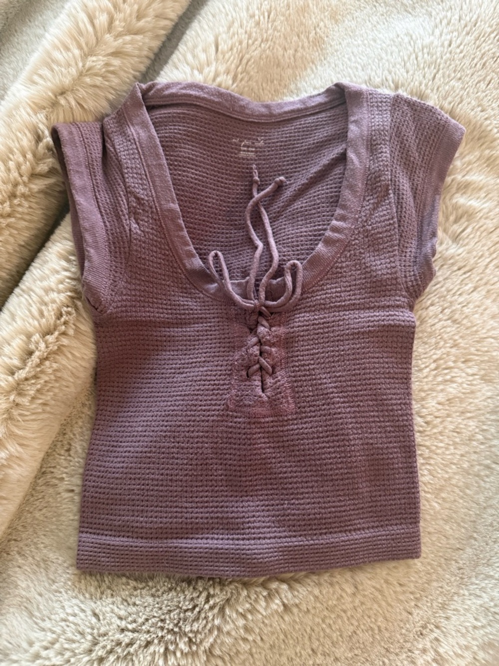 Urban Outfitters out from under lilac Lace-Up Ribbed Crop Top